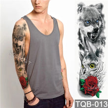 Load image into Gallery viewer, Wolf owl rose flower Temporary Body paint Water Transfer fake Tatoo sleeve