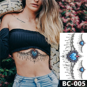 Jewelry Rose lace gemstone pattern Decal Waist Art Tattoo