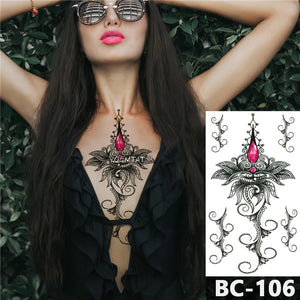 Jewelry Rose lace gemstone pattern Decal Waist Art Tattoo