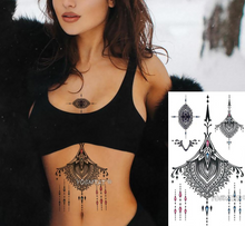 Load image into Gallery viewer, Scalloped gem mandala pattern Decal Waist Art Tattoo