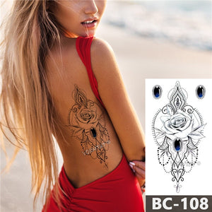 Jewelry Heart shaped lock feather wings Pattern Decal Waist Art Tattoo