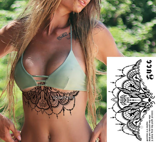 Scalloped lace chandelier pattern Decal Waist Tattoo