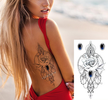 Load image into Gallery viewer, Dark sapphire rose lace pattern Decal Waist Art Tattoo