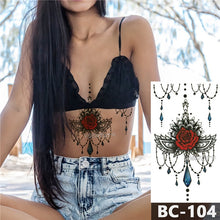 Load image into Gallery viewer, Dark sapphire rose lace pattern Decal Waist Art Tattoo